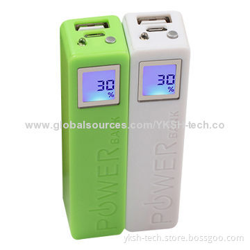 2,600mAh Power Banks in Lipstick Shape with Digital Display Function Mobile Charger